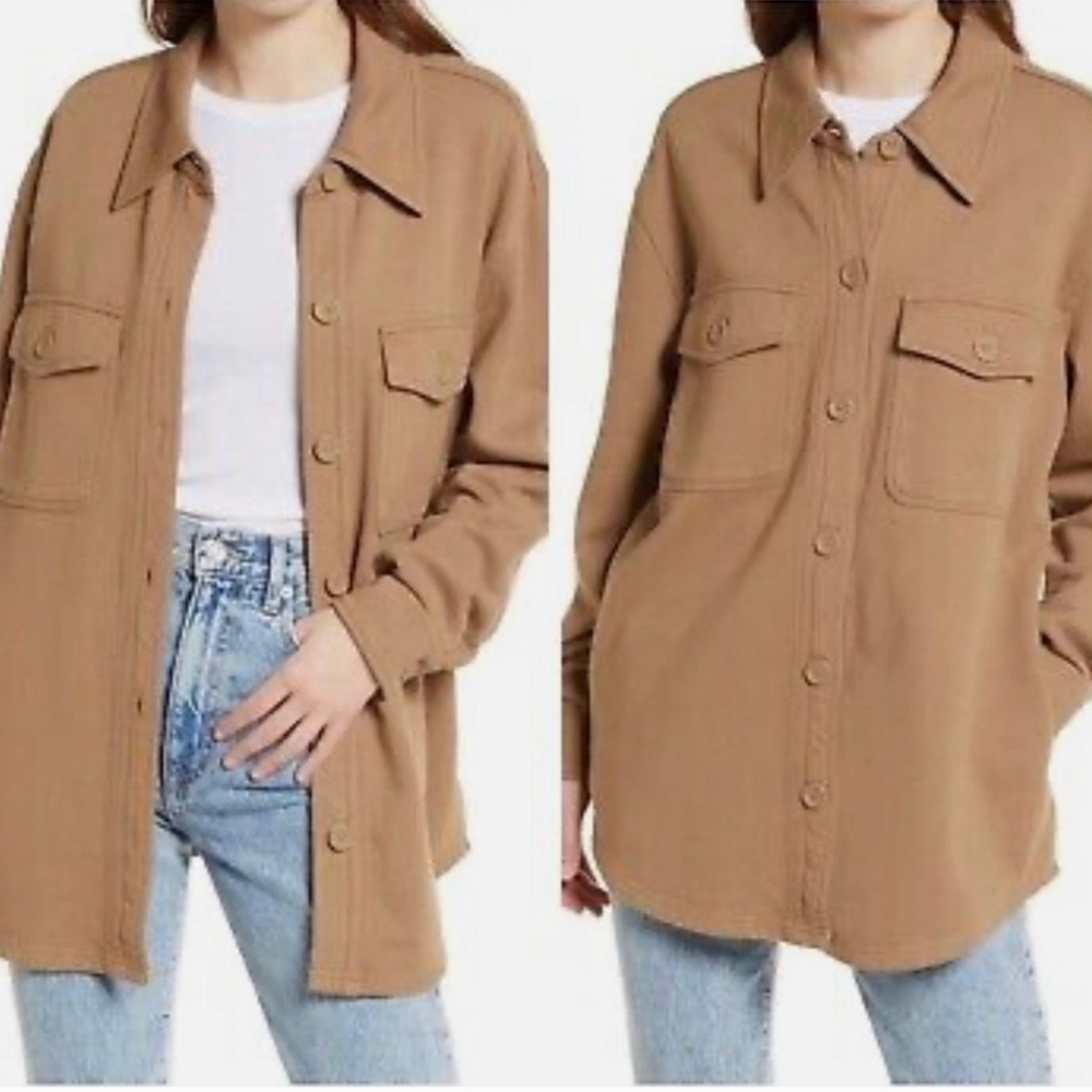 Joie Women's Shacket Oversized Jacket Shirt, Camel Tan, size XL - Picture 8 of 9